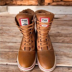 Men’s PAJAR Tour Pebbled Leather Side-Zip Boots COGNAC, Size 45 EUR / Size 12 US